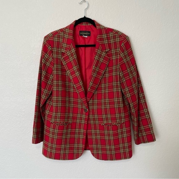 Requirements woman’s red green blazer size 12 feminine festive winter holiday - Picture 1 of 8